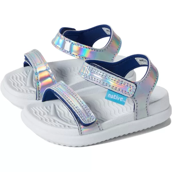 Native Shoes Kids Charley Hologram  Flat Sandals for Kids - Metallic Synthetic Upper, Man Made Outsole, and Round Toe