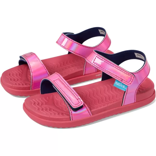 Native Shoes Kids Charley Sugarlite Hologram Flat Sandals for Little Kid - Hook-Loop Closure with EVA Footbed, and Open Toe Design
