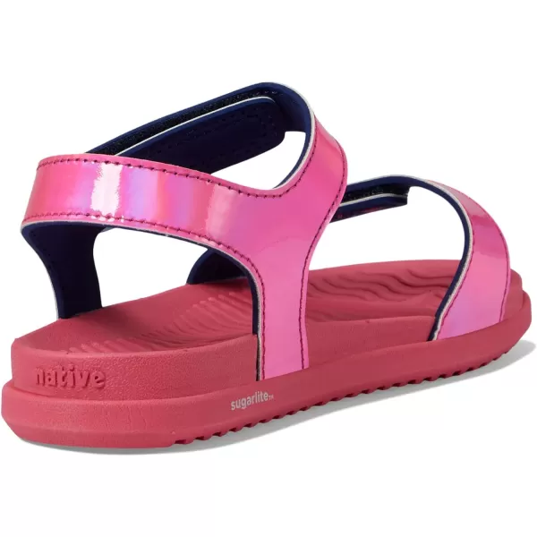 Native Shoes Kids Charley Sugarlite Hologram Flat Sandals for Little Kid - Hook-Loop Closure with EVA Footbed, and Open Toe Design