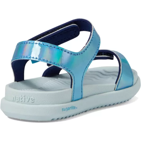 Native Shoes Kids Charley Sugarlite Hologram Flat Sandals for Little Kid - Hook-Loop Closure with EVA Footbed, and Open Toe Design