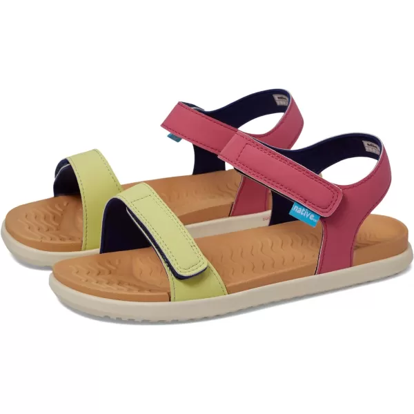 Native Shoes Kids Charley Sugarlite Sandals for Little Kid - Man-Made Upper and Lining, Hook-Loop Closure, and Open Round Toe Style
