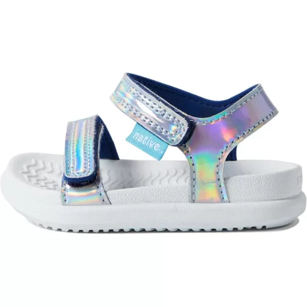 Native Shoes Kids Charley Hologram  Flat Sandals for Kids - Metallic Synthetic Upper, Man Made Outsole, and Round Toe