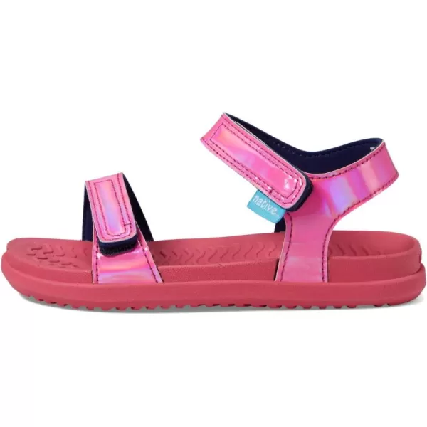 Native Shoes Kids Charley Sugarlite Hologram Flat Sandals for Little Kid - Hook-Loop Closure with EVA Footbed, and Open Toe Design