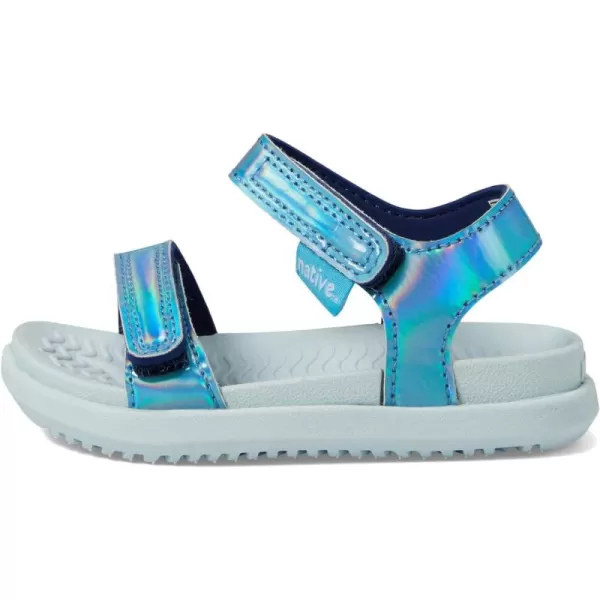 Native Shoes Kids Charley Sugarlite Hologram Flat Sandals for Little Kid - Hook-Loop Closure with EVA Footbed, and Open Toe Design