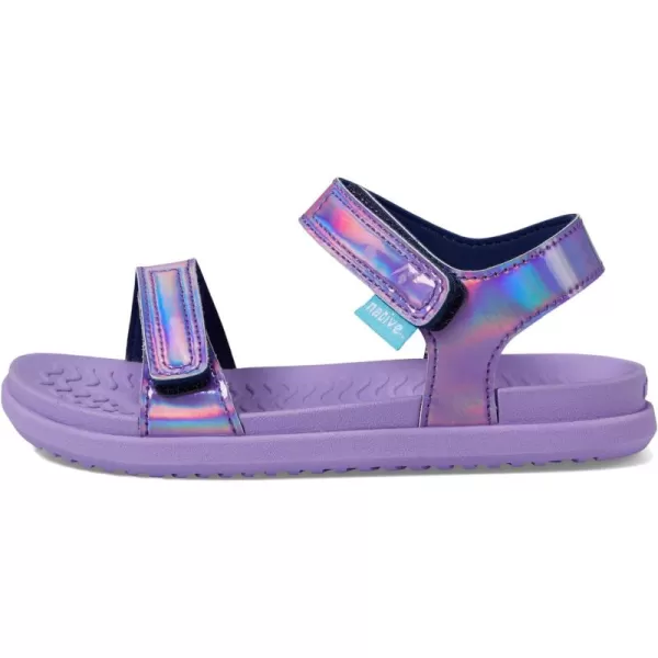 Native Shoes Kids Charley Sugarlite Hologram Flat Sandals for Little Kid - Hook-Loop Closure with EVA Footbed, and Open Toe Design