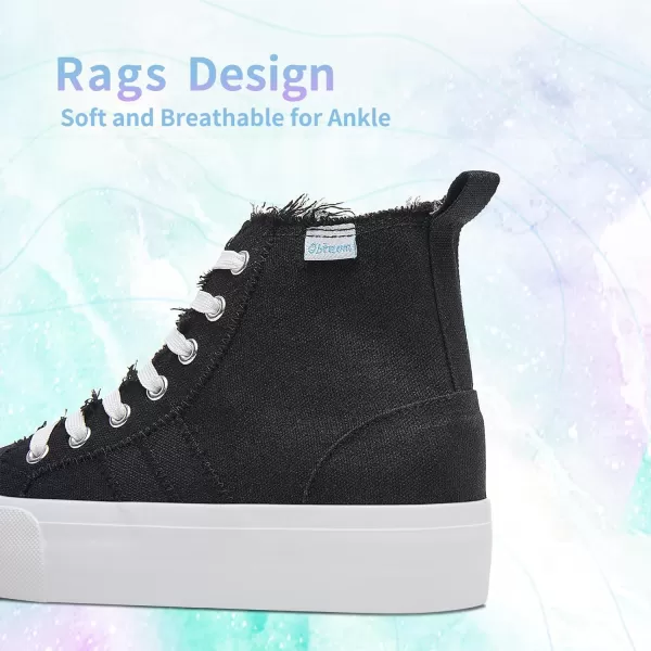 Obtaom High Top Platform Sneakers Women Mid Calf Play Canvas Shoes Washed Platform Skate Skateboard Shoe Casual Canvas Fashion Sneakers