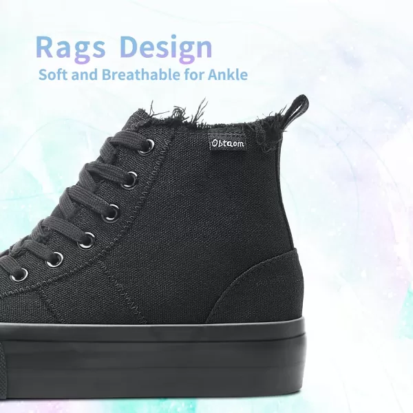 Obtaom High Top Platform Sneakers Women Mid Calf Play Canvas Shoes Washed Platform Skate Skateboard Shoe Casual Canvas Fashion Sneakers
