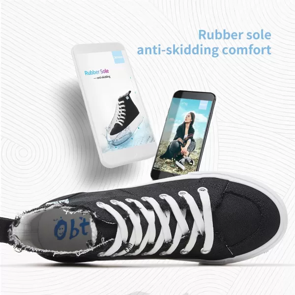 Obtaom High Top Platform Sneakers Women Mid Calf Play Canvas Shoes Washed Platform Skate Skateboard Shoe Casual Canvas Fashion Sneakers
