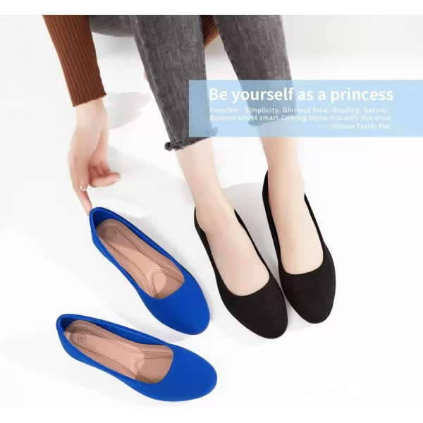 Obtaom Round Toe Women Flat Shoes Slip on Girls Dress Black Ballet Flats