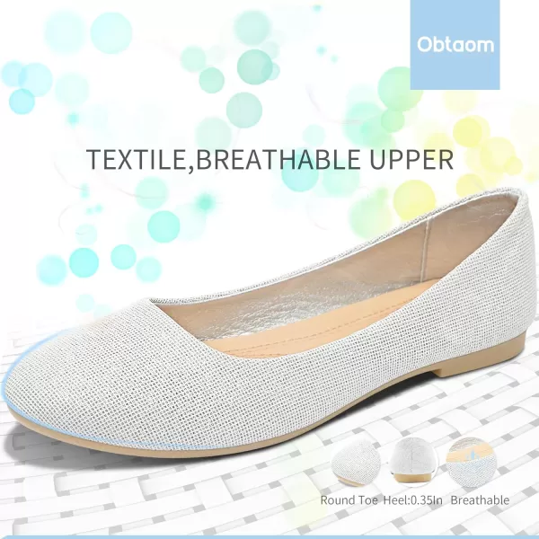 Obtaom Round Toe Women Flat Shoes Slip on Girls Dress Black Ballet Flats