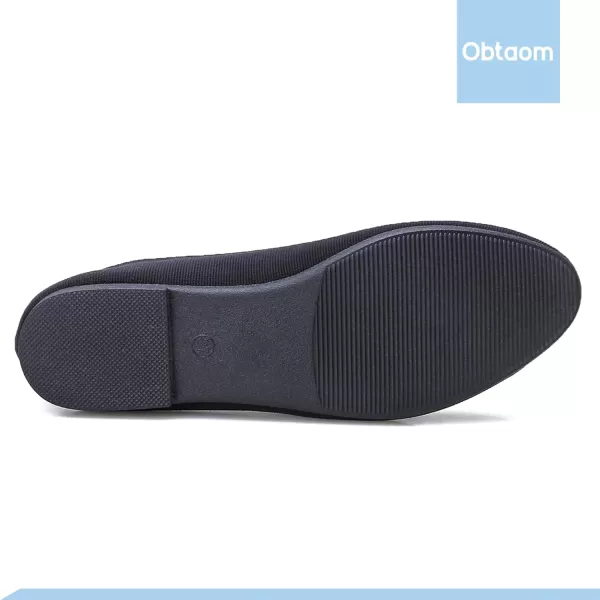 Obtaom Round Toe Women Flat Shoes Slip on Girls Dress Black Ballet Flats