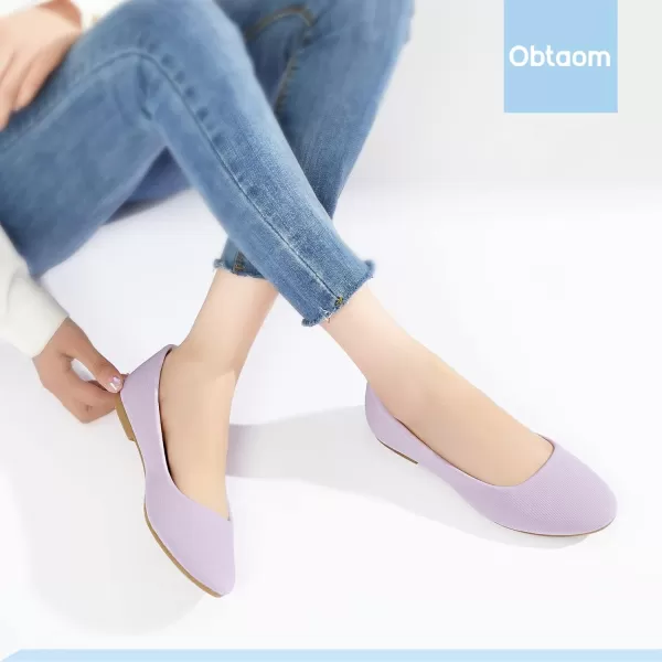 Obtaom Round Toe Women Flat Shoes Slip on Girls Dress Black Ballet Flats