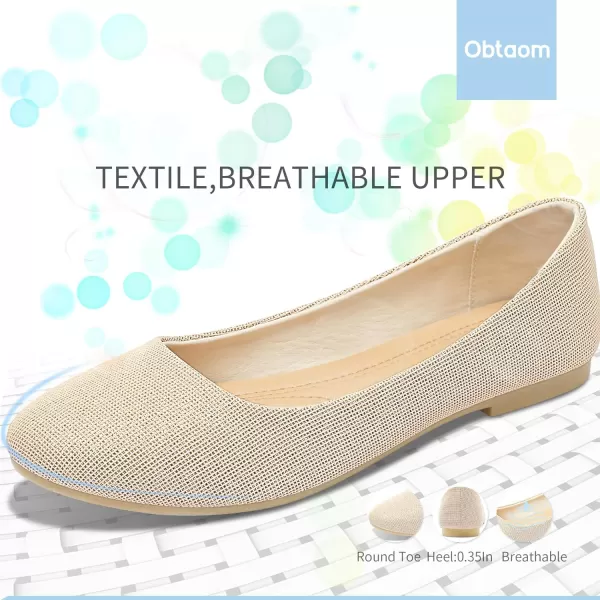 Obtaom Round Toe Women Flat Shoes Slip on Girls Dress Black Ballet Flats
