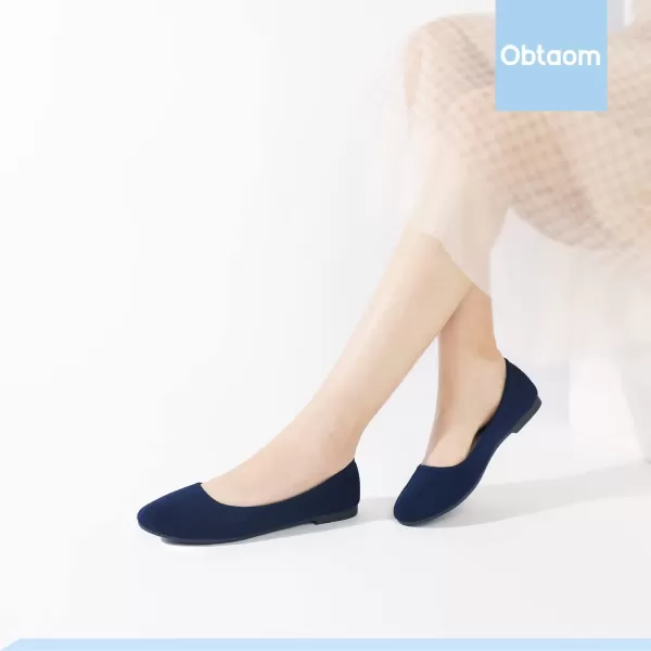 Obtaom Round Toe Women Flat Shoes Slip on Girls Dress Black Ballet Flats