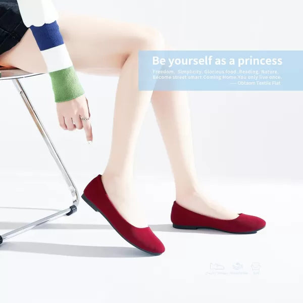 Obtaom Round Toe Women Flat Shoes Slip on Girls Dress Black Ballet Flats
