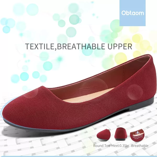 Obtaom Round Toe Women Flat Shoes Slip on Girls Dress Black Ballet Flats