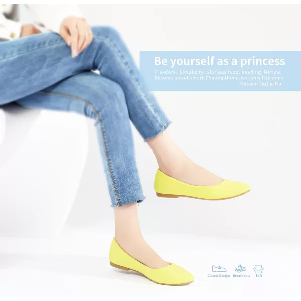 Obtaom Round Toe Women Flat Shoes Slip on Girls Dress Black Ballet Flats