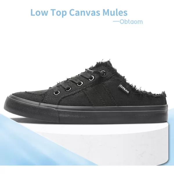 Obtaom Women Canvas Mules Memory Foam Clipper Fashion Sneakers Comfortable Slip-On Mule Backless Holiday Shoes