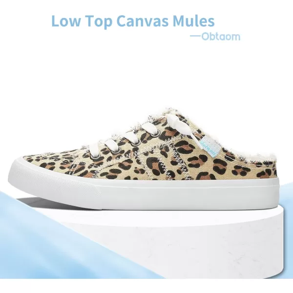 Obtaom Women Canvas Mules Memory Foam Clipper Fashion Sneakers Comfortable Slip-On Mule Backless Holiday Shoes