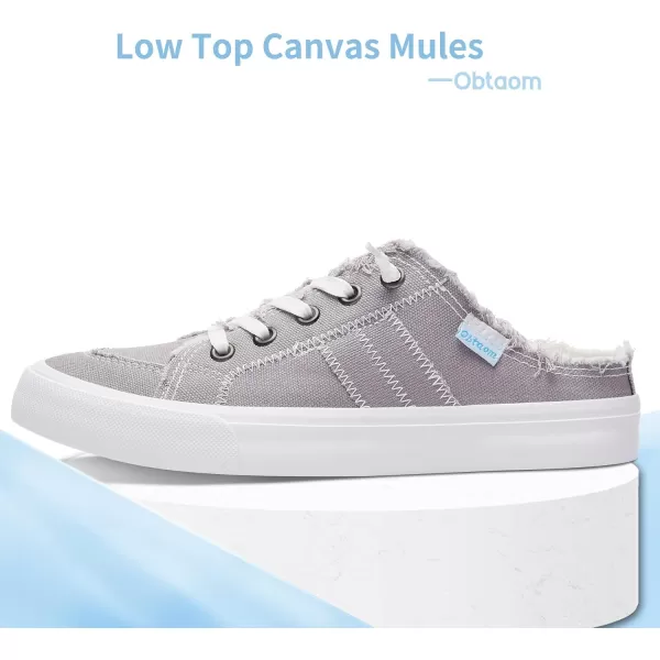Obtaom Women Canvas Mules Memory Foam Clipper Fashion Sneakers Comfortable Slip-On Mule Backless Holiday Shoes