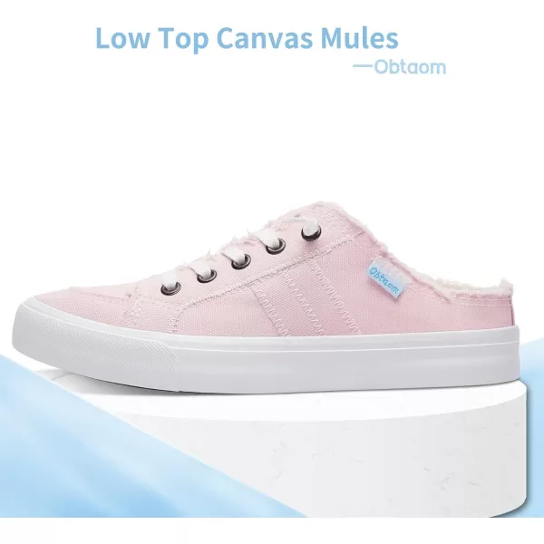 Obtaom Women Canvas Mules Memory Foam Clipper Fashion Sneakers Comfortable Slip-On Mule Backless Holiday Shoes