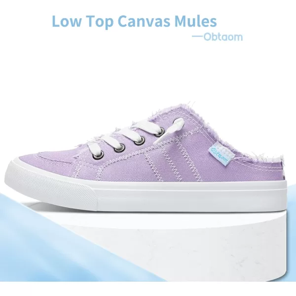 Obtaom Women Canvas Mules Memory Foam Clipper Fashion Sneakers Comfortable Slip-On Mule Backless Holiday Shoes