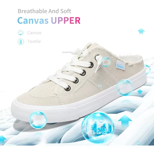 Obtaom Women Canvas Mules Memory Foam Clipper Fashion Sneakers Comfortable Slip-On Mule Backless Holiday Shoes