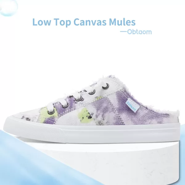 Obtaom Women Canvas Mules Memory Foam Clipper Fashion Sneakers Comfortable Slip-On Mule Backless Holiday Shoes