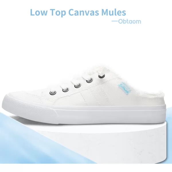 Obtaom Women Canvas Mules Memory Foam Clipper Fashion Sneakers Comfortable Slip-On Mule Backless Holiday Shoes