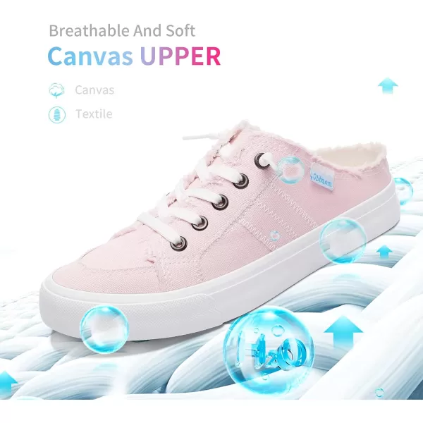 Obtaom Women Canvas Mules Memory Foam Clipper Fashion Sneakers Comfortable Slip-On Mule Backless Holiday Shoes