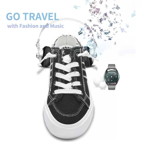 Obtaom Women Canvas Mules Memory Foam Clipper Fashion Sneakers Comfortable Slip-On Mule Backless Holiday Shoes