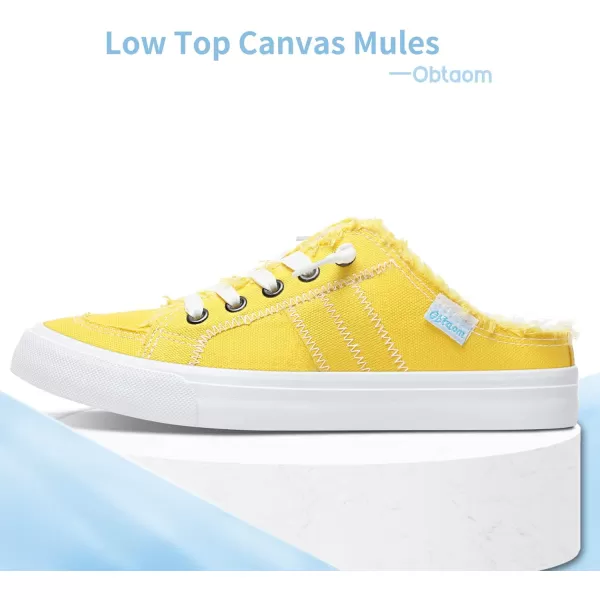 Obtaom Women Canvas Mules Memory Foam Clipper Fashion Sneakers Comfortable Slip-On Mule Backless Holiday Shoes