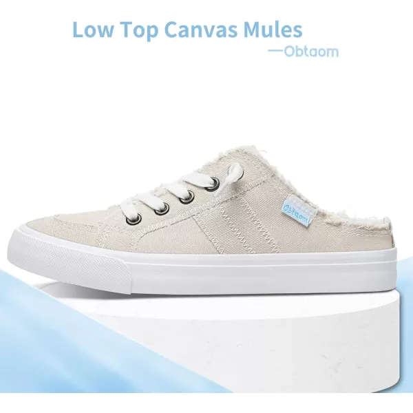 Obtaom Women Canvas Mules Memory Foam Clipper Fashion Sneakers Comfortable Slip-On Mule Backless Holiday Shoes