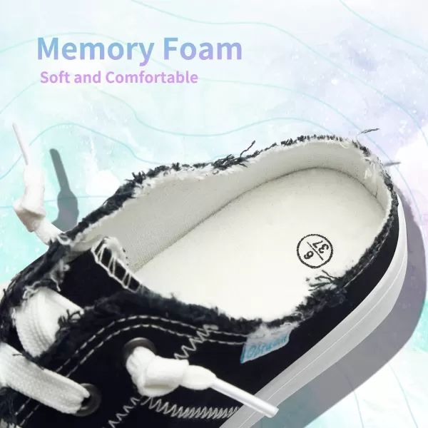 Obtaom Women Canvas Mules Memory Foam Clipper Fashion Sneakers Comfortable Slip-On Mule Backless Holiday Shoes