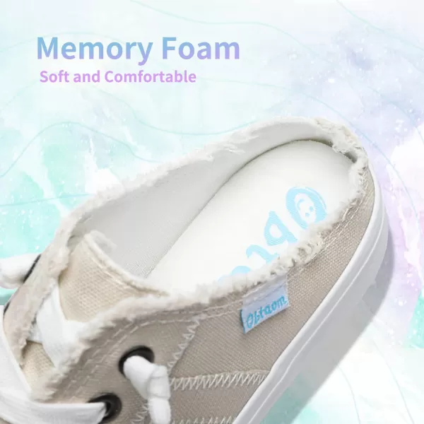 Obtaom Women Canvas Mules Memory Foam Clipper Fashion Sneakers Comfortable Slip-On Mule Backless Holiday Shoes