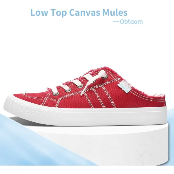 Obtaom Women Canvas Mules Memory Foam Clipper Fashion Sneakers Comfortable Slip-On Mule Backless Holiday Shoes