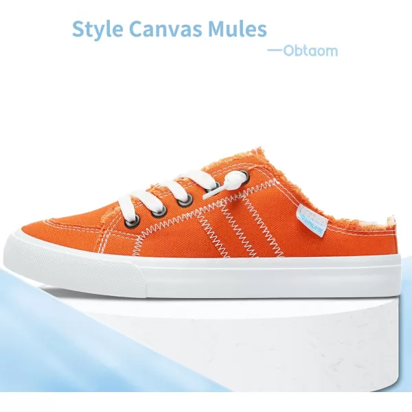 Obtaom Women Canvas Mules Memory Foam Clipper Fashion Sneakers Comfortable Slip-On Mule Backless Holiday Shoes