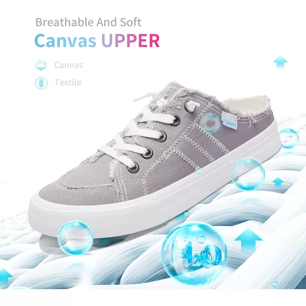 Obtaom Women Canvas Mules Memory Foam Clipper Fashion Sneakers Comfortable Slip-On Mule Backless Holiday Shoes
