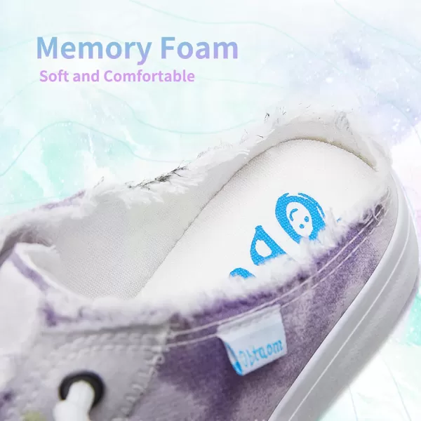 Obtaom Women Canvas Mules Memory Foam Clipper Fashion Sneakers Comfortable Slip-On Mule Backless Holiday Shoes