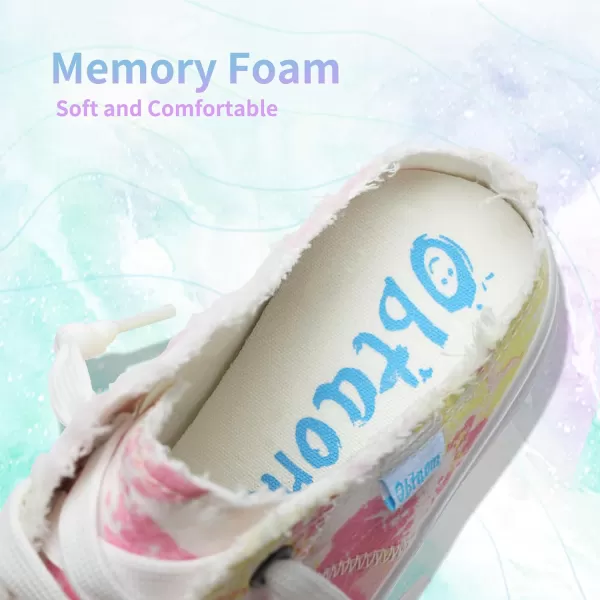 Obtaom Women Canvas Mules Memory Foam Clipper Fashion Sneakers Comfortable Slip-On Mule Backless Holiday Shoes