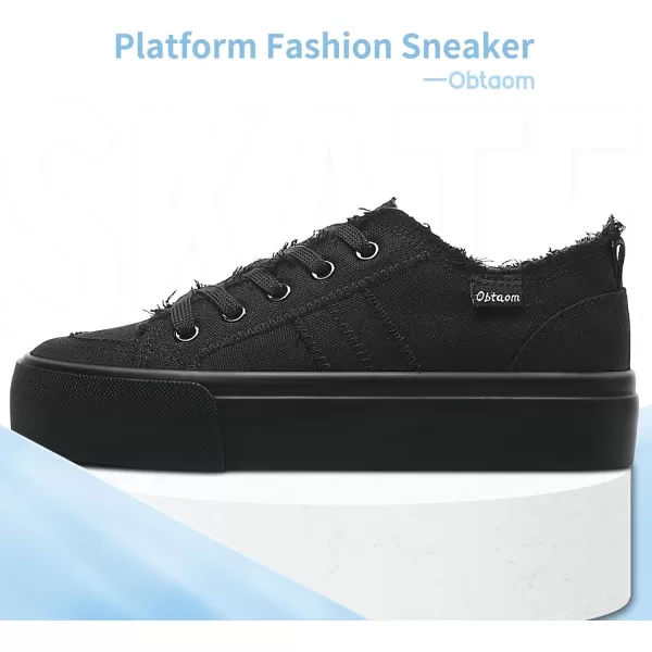 Obtaom Women Platform Canvas Sneakers White Comfort Play Fashion Sneakers Casual Lift Platform Lace Up Shoes Cute Low Top Walking Shoes for Lady