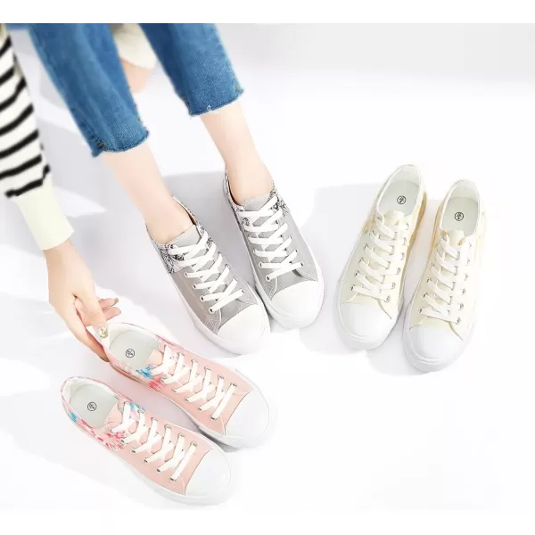 Obtaom Women’s Canvas Shoes Low Top Fashion Sneakers Slip on Walking Shoe