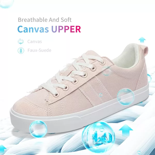 Obtaom Women's Canvas Sneakers Cute Lace up Fashion Sneaker Comfortable Skate Shoe for Lady Casual Tennis Flats