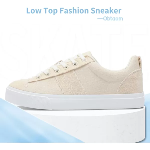 Obtaom Women's Canvas Sneakers Cute Lace up Fashion Sneaker Comfortable Skate Shoe for Lady Casual Tennis Flats
