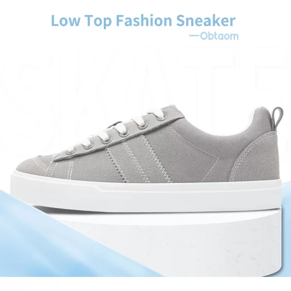 Obtaom Women's Canvas Sneakers Cute Lace up Fashion Sneaker Comfortable Skate Shoe for Lady Casual Tennis Flats