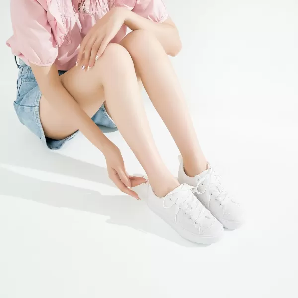 Obtaom Women's Canvas Sneakers Cute Lace up Fashion Sneaker Comfortable Skate Shoe for Lady Casual Tennis Flats