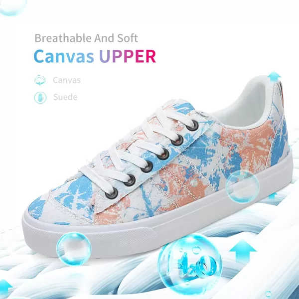 Obtaom Women's Canvas Sneakers Cute Lace up Fashion Sneaker Comfortable Skate Shoe for Lady Casual Tennis Flats