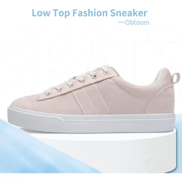 Obtaom Women's Canvas Sneakers Cute Lace up Fashion Sneaker Comfortable Skate Shoe for Lady Casual Tennis Flats