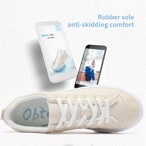 Obtaom Women's Canvas Sneakers Cute Lace up Fashion Sneaker Comfortable Skate Shoe for Lady Casual Tennis Flats
