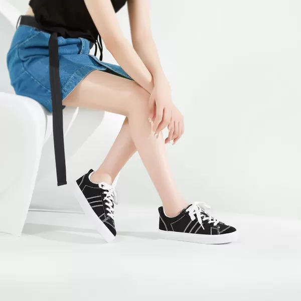 Obtaom Women's Canvas Sneakers Cute Lace up Fashion Sneaker Comfortable Skate Shoe for Lady Casual Tennis Flats